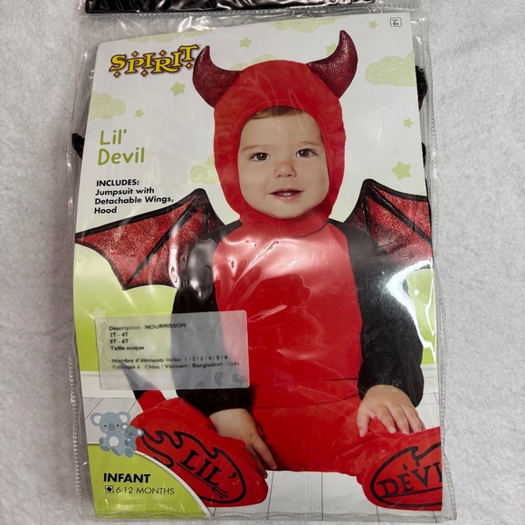 Lil’ Devil Infant Halloween Costume – Size 6-12 Months – Spirit Halloween - Picture 1 of 9